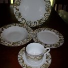 CHRISTMAS AMERICAN ATELIER #3373 HEAVENLY HOSTS ANGELS CHERUBS  GOLD ~DINNERWARE