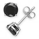 Round Cut Cubic Zirconia Faux Onyx Sterling Silver Stud Earrings Men's / Women's