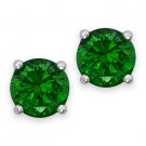 Round Cut Cubic Zirconia CZ Faux Emerald .925 Sterling Silver Stud Earrings May Round Cut Cubic Zirconia CZ Faux Emerald .925 Sterling Silver Stud Earrings May