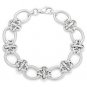 Solid Sterling Silver Oval & Rolo Cable Link Italian Chain Bracelet - .925 Italy