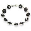 Evil Eye Greek Turkish Nazar Hamsa Kabbalah 925 Silver 10mm Bezel Bracelet Solid
