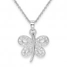 925 Sterling Silver Faux Diamond Crystal Butterfly Charm Pendant Chain Necklace 925 Sterling Silver Faux Diamond Crystal Butterfly Charm Pendant Chain Necklace