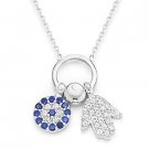 Hamsa Hand of Fatima Evil Eye Greek Mati Jewish Pendant Sterling Silver Necklace Hamsa Hand of Fatima Evil Eye Greek Mati Jewish Pendant Sterling Silver Necklace