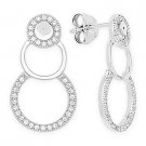 Circle Charm Micro-Pave Cubic Zirconia CZ Crystal Sterling Silver Drop Earrings Circle Charm Micro-Pave Cubic Zirconia CZ Crystal Sterling Silver Drop Earrings