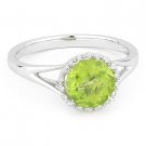 1.46 ct Round Cut Peridot & Diamond Halo Engagement Promise Ring 14k White Gold 1.46 ct Round Cut Peridot & Diamond Halo Engagement Promise Ring 14k White Gold