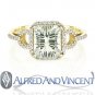 2.08ct Millennium Cut Green Amethyst Gemstone Round Diamond Ring 14k Yellow Gold