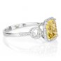 1.96ct Millennium Cut Citrine Gemstone & Round Diamond Ring in 14k White Gold