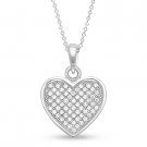 Heart Charm Micro-Pave CZ Crystal Pendant & Chain Necklace .925 Sterling Silver Heart Charm Micro-Pave CZ Crystal Pendant & Chain Necklace .925 Sterling Silver