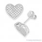 Micro-Pave Cubic Zirconia CZ Crystal Heart Stud Earrings in 925 Sterling Silver