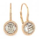 3.02ct Green Amethyst Round Diamond Leverback Dangling Earrings in 14k Rose Gold
