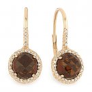 3.69ct Round Cut Garnet & Diamond Leverback Dangling Earrings in 14k Rose Gold