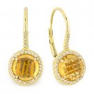 2.21ct Checkerboard Citrine Diamond Leverback Dangling Earrings 14k Yellow Gold 2.21ct Checkerboard Citrine Diamond Leverback Dangling Earrings 14k Yellow Gold