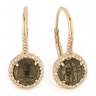 2.23ct Smoky Topaz Round Cut Diamond Leverback Dangling Earrings 14k Rose Gold 2.23ct Smoky Topaz Round Cut Diamond Leverback Dangling Earrings 14k Rose Gold