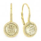 2.40ct Green Amethyst Round Diamond Leverback Dangling Earrings 14k Yellow Gold
