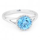 1.88 ct Round Cut Blue Topaz Diamond Halo Engagement Promise Ring 14k White Gold 1.88 ct Round Cut Blue Topaz Diamond Halo Engagement Promise Ring 14k White Gold