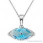 Evil Eye Crystal Bead Pendant Turkish Nazar Greek Charm Sterling Silver Necklace