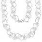 Solid 925 Sterling Silver Double-Heart Charm Link Chain Italian Fashion Necklace