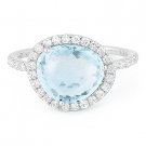 3.06ct Fancy Blue Topaz Round Cut Diamond Halo Right-Hand Ring 14k White Gold 3.06ct Fancy Blue Topaz Round Cut Diamond Halo Right-Hand Ring 14k White Gold
