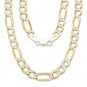 Solid 925 Sterling Silver and 14k Yellow Gold Figaro 8mm Men's Necklace Italy