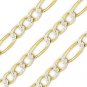 Solid 925 Sterling Silver and 14k Yellow Gold Figaro 8mm Men's Necklace Italy