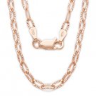 .925 Sterling Silver 14k Rose Gold Plated Cable Link Chain Necklace - Italy-Made .925 Sterling Silver 14k Rose Gold Plated Cable Link Chain Necklace - Italy-Made