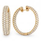 4.52ct Round Cut Diamond Micro Pave Ladies Oval Hoop Earrings 18k Pink Rose Gold 4.52ct Round Cut Diamond Micro Pave Ladies Oval Hoop Earrings 18k Pink Rose Gold