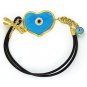 Evil Eye Bead Heart Charm Turkish Nazar Kabbalah Greek Sterling Silver Bracelet