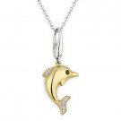 0.04 ct Round Cut Diamond Dolphin Animal Charm Necklace Pendant 14k Yellow Gold 0.04 ct Round Cut Diamond Dolphin Animal Charm Necklace Pendant 14k Yellow Gold