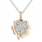 4-Leaf Clover Irish Luck Charm Diamond Necklace Pendant in 14k Rose & White Gold 4-Leaf Clover Irish Luck Charm Diamond Necklace Pendant in 14k Rose & White Gold