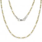 2-Tone .925 Sterling Silver 14k Yellow Gold 2.3mm Bead Link Chain Necklace Italy