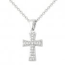 0.06ct Round Cut Diamond Cross Charm Crucifix Pendant Necklace in 14k White Gold 0.06ct Round Cut Diamond Cross Charm Crucifix Pendant Necklace in 14k White Gold