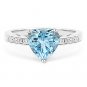 1.58ct Heart-Shape Blue Topaz Round Cut Diamond Right Hand Ring 14k White Gold