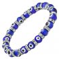Evil Eye 8mm Bead Lampwork Turkish Nazar Hamsa Judaica Kabbalah Stretch Bracelet