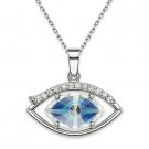 Evil Eye Crystal Bead Pendant Turkish Nazar Greek Hamsa Sterling Silver Necklace
