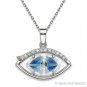 Evil Eye Crystal Bead Pendant Turkish Nazar Greek Hamsa Sterling Silver Necklace