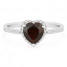 1.68 ct Heart-Shape Garnet Round Diamond Right-Hand Promise Ring 14k White Gold 1.68 ct Heart-Shape Garnet Round Diamond Right-Hand Promise Ring 14k White Gold