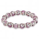 Venetian Lampwork Glass Bead Smiley Face Cubic Zirconia Stretch Fashion Bracelet