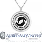 Stainless Steel Ying Yang Charm Pendant Cubic Zirconia Crystal Yinyang Necklace