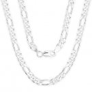 Solid 925 Sterling Silver Figaro Link Italian Italy 5mm Men's Chain Necklace Solid 925 Sterling Silver Figaro Link Italian Italy 5mm Men's Chain Necklace