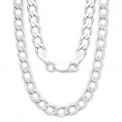 Sterling Silver 3.7mm Cuban / Curb Link Diamond Cut Pave Italian Chain Necklace Sterling Silver 3.7mm Cuban / Curb Link Diamond Cut Pave Italian Chain Necklace