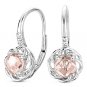 0.99ct Pink Quartz Round Cut Diamond Leverback Dangling Earrings 14k White Gold