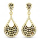 1.26 ct Fancy Color & White Diamond Dangling Earrings in 14k Yellow & Black Gold 1.26 ct Fancy Color & White Diamond Dangling Earrings in 14k Yellow & Black Gold
