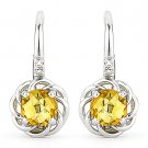 0.94 ct Checkerboard Citrine Diamond Leverback Dangling Earrings 14k White Gold 0.94 ct Checkerboard Citrine Diamond Leverback Dangling Earrings 14k White Gold