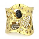 1.17 ct Brown Black & White Diamond Right-Hand Ladies' Long Ring 18k Yellow Gold 1.17 ct Brown Black & White Diamond Right-Hand Ladies' Long Ring 18k Yellow Gold