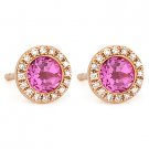 1.53ct Round Cut Pink Corundum Gem Diamond Martini Stud Earrings - 14k Rose Gold 1.53ct Round Cut Pink Corundum Gem Diamond Martini Stud Earrings - 14k Rose Gold
