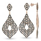 3.54 ct White Black Diamond Pave Drop Dangling 14k Rose Gold Chandelier Earrings 3.54 ct White Black Diamond Pave Drop Dangling 14k Rose Gold Chandelier Earrings