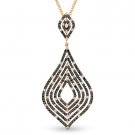 2.10 ct White & Black Diamond Pave Drop Pendant 14k Rose & Black Gold Necklace 2.10 ct White & Black Diamond Pave Drop Pendant 14k Rose & Black Gold Necklace