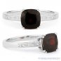 1.82ct Cushion Cut Garnet Gemstone Round Diamond Right-Hand Ring 14k White Gold