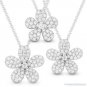 Flower Charm Round Brilliant Cut Diamond Pave Necklace Pendant in 14k White Gold