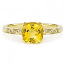 1.43ct Cushion Cut Citrine & Round Diamond Right Hand Ring in 14k Yellow Gold 1.43ct Cushion Cut Citrine & Round Diamond Right Hand Ring in 14k Yellow Gold
